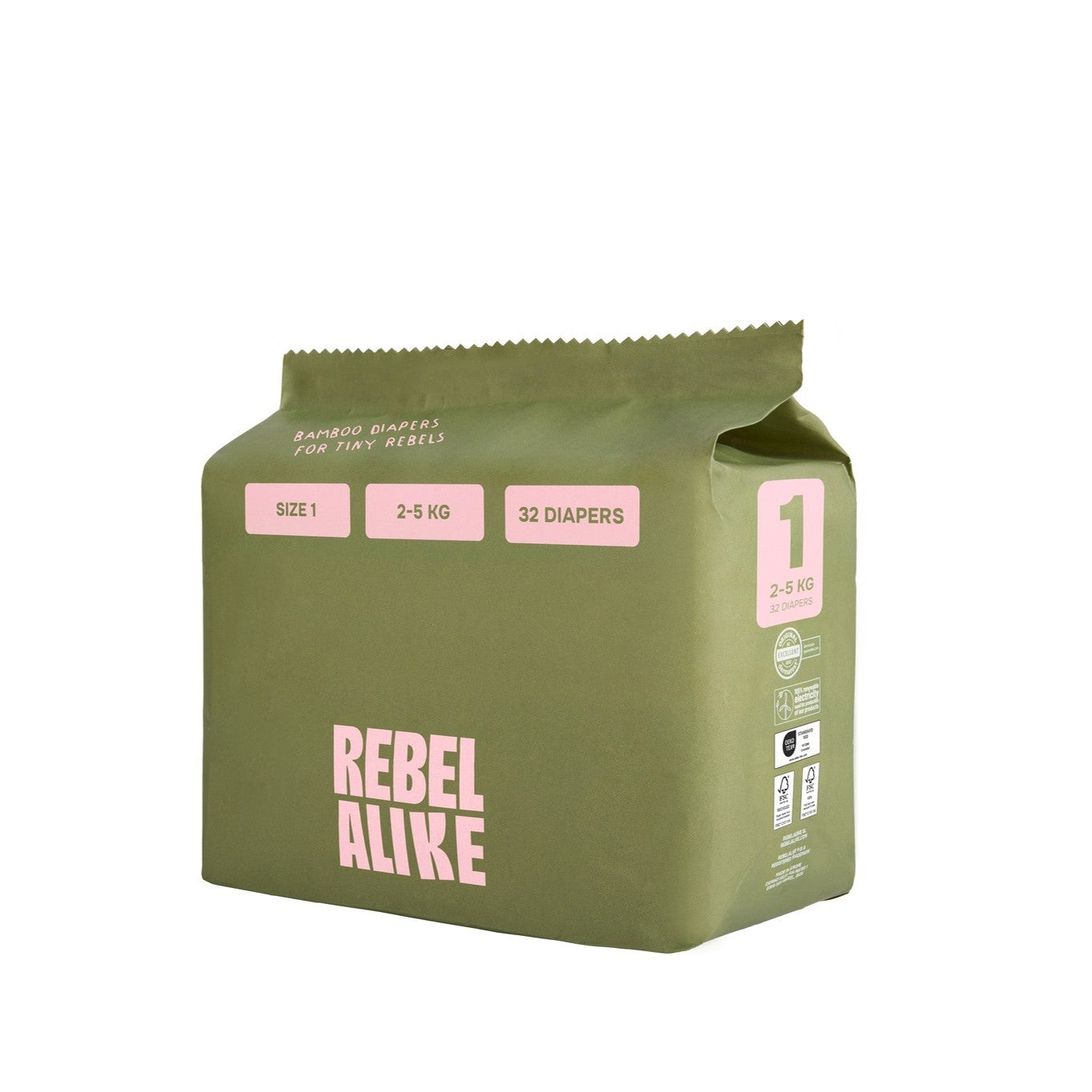 Rebelalike bamboo diapers size 1, pack
