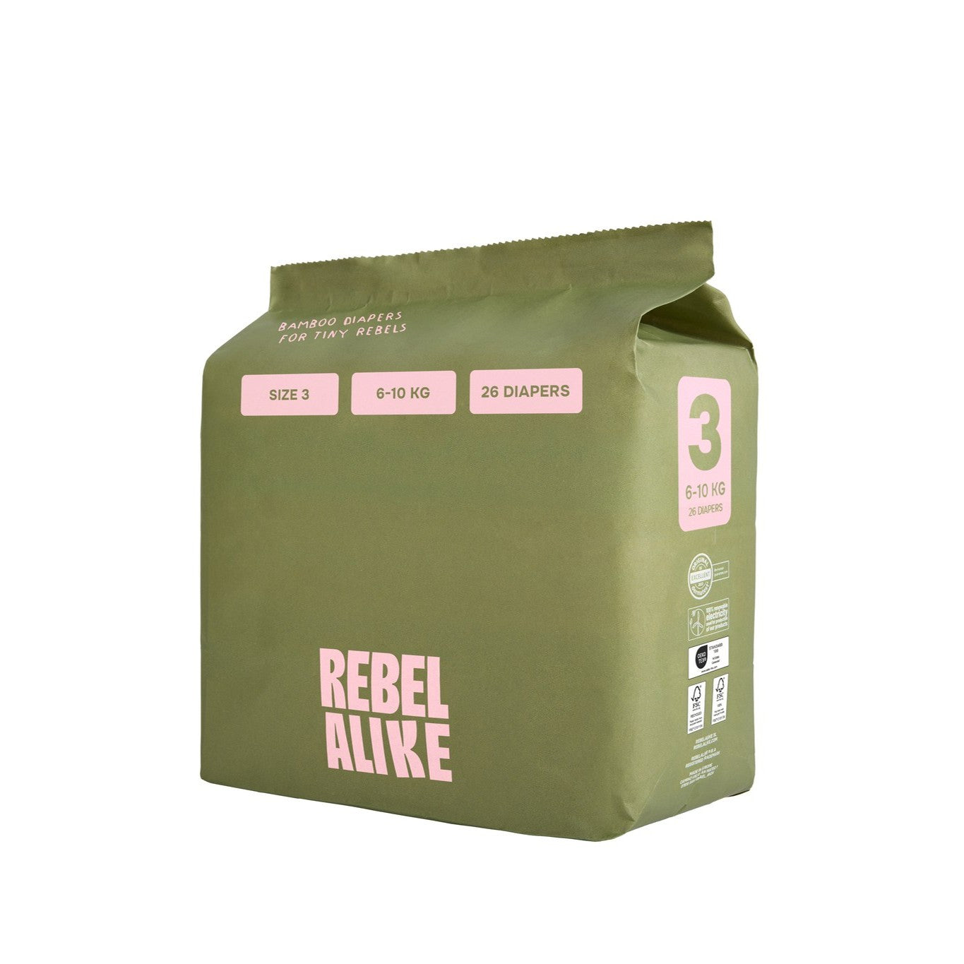 Rebelalike bamboo diapers size 3, pack